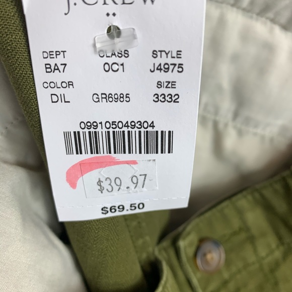 BNWT J CREW MERCANTILE GREEN MERCANTILE 33x32 - Picture 5 of 5